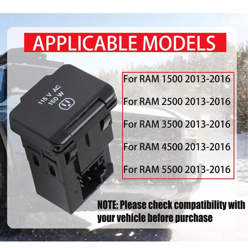 Power Outlet Inverter Compatible with Dodge Ram 1500 2500 3500