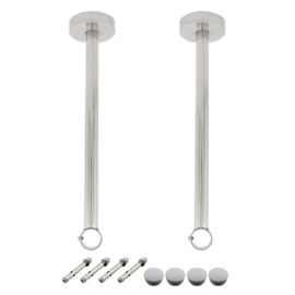 2 Pack Ceiling Mount Bracket, Stainless Steel Wardrobe Pipe Bracket Rod Holder Ceiling Holder, ULIFESTAR Shower Curtain Closet Wardrobe Rod Lever Support Holder Pipe Flange Socket (D*H)26*400mm/1*16''