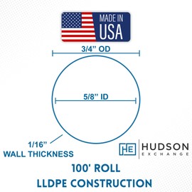 5/8" ID x 3/4 OD" x 1/16" Wall (100' Roll) LLDPE Flexible Heavy-Duty Tubing (Black, 1 Pack)