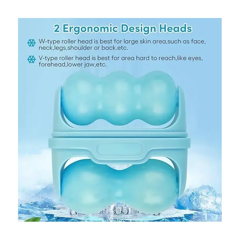 Rodillo Facial Frío Ice Roller Doble Cabezal Piel Mixta Día