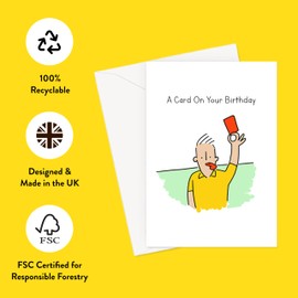 LEMON LOCO A Card On Your Birthday Greeting Card | Funny Soccer Birthday Card For Soccer Player, Referee Holding Up Red Card