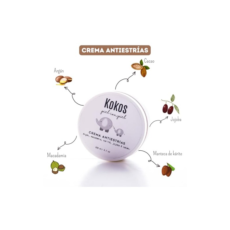 Kokos Crema Antiestrías Aceites Naturales Hidrata Previene Piel Durante Embarazo