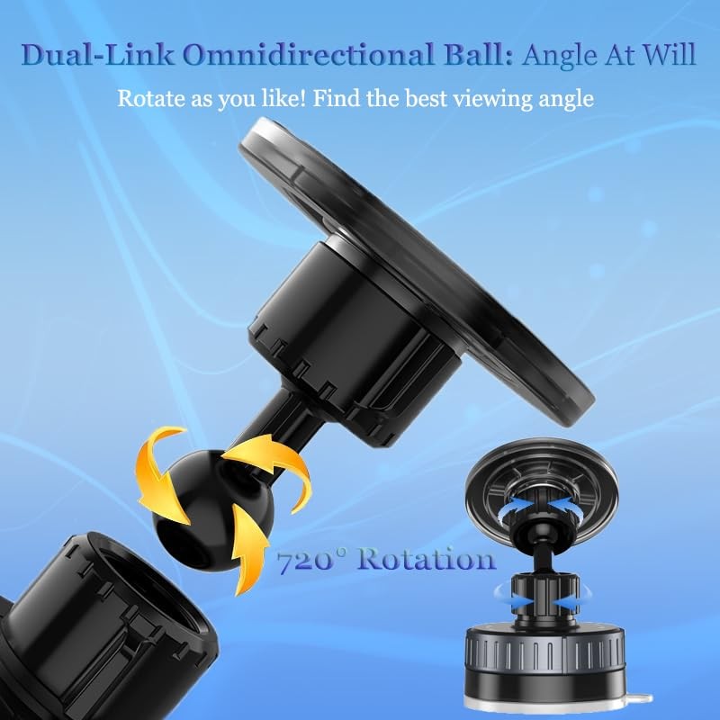 Upgraded Vacuum Magnetic Suction Phone Holder[89+lbs Strongest Suction&20*N55 Magnets], 720°