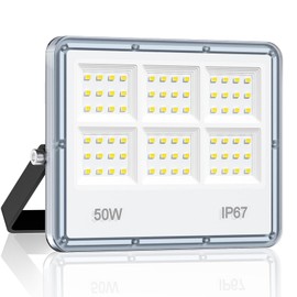 LAMLAMCK 50 W LED Outdoor Spotlight - 5000 LM 72 LEDs Super Bright LED Floodlight Outdoor Spotlight Waterproof IP67 7000 K Cool White Outdoor Spotlight for Garages, Yards, Factories, Roads, Stadiums