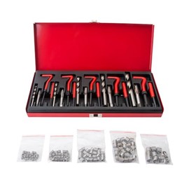 TUSK Thread Repair Master Kit M5x0.8 M6x1.0 M8x1.25 M10x1.25 M12x1.25 Drill and Coil Style Repair Kit with Steel Storage Organizer