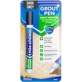 Grout Pen Dark Grey Tile Grout Paint Marker: Waterproof Tile Grout Paint Pen Colorant, Grout Shine Touch Up & Renew - Dark Grey, Narrow 5mm Tip (7mL)