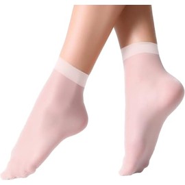 PitLite 10 Pairs - Women Ankle Stockings Nylon Elastic Short Ankle High Sheer Nylon Socks (US, Alpha, One Size, Regular, Short, White)