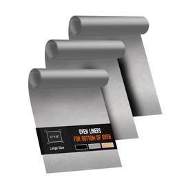 3 Pack Oven Liners for Bottom of Oven, 17x25" Large Heavy Duty Non-Stick Reusable Oven Mat for Electric, Gas, Toaster & Convection Ovens - BPA & PFOA Free, Dishwasher Safe, Kitchen Essentials, Silver