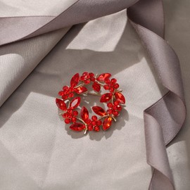 EVER FAITH Brooch Austrian Crystal Flower Wreath Vintage Hollow Garland Brooch Clip Pin for Women Colorful Gold Tone, Crystal, No gemstone