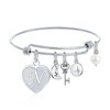 Initial Charm Bracelets For Women - Engraved N Initial Charm