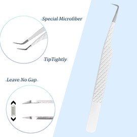 Lash Tweezers For Eyelash Extensions Lash Tweezers For Women Precision Eyelash Tweezers Professional Craft Tweezers, Fiber Tip Japanese Steel (White-90 Degree Tweezers)