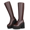 AMINUGAL Womens Elastic Knee High Boots Platform Chunky Block High