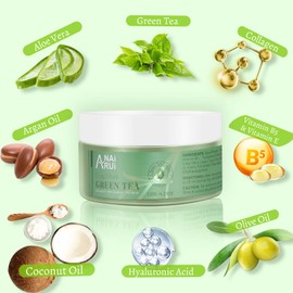 ANAI RUI Green Tea Mask, Clay Mask for Poreless Deep Cleanse, Green Tea Face Mask Blackhead Remover with Kaolin, Aloe, Collagen, Pore Minimizer, Hydrating, Moisturizing