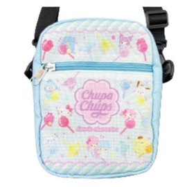Hatayama Shoji 33201669 Square Shoulder Pochette, Chupa Chups x Sanrio Characters, Blue, H 6.3 x W 5.1 x D 2.4 inches (16 x 13 x 6 cm)