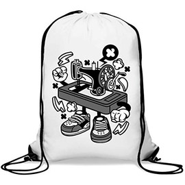 Cartoon Style Old Mechanic Sewing Machine Gym Sack Casual Drawstring Bag