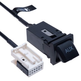 Keple AUX Car Switch + AUX 12 pin Connecting Wire Harness Cable | Compatible with VW Volkswagen Bora Jetta MK5 MK6 Golf Passat Scirocco Polo EOS Tiguan CC Beetle Vehicle Radio | 3.2 ft