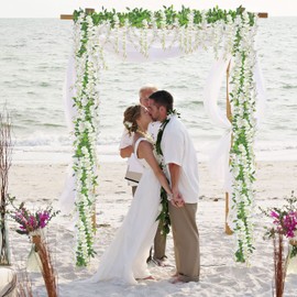 U'Artlines 10Pcs 7.2 Ft/Piece Artificial Wisteria Garland Silk Fake White Wisteria Flowers Hanging Greenery Vines Garlands Rattan for Home Garden Wedding Arch Party Indoor Outdoor Décor