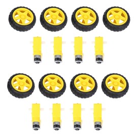 8 Pcs for Smart Car Robot Plastic Tire Wheel with DC 3-6V Gear Motor