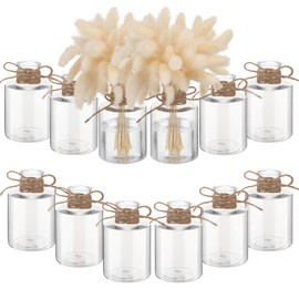 Bokon 12 Pcs Plastic Bud Vases in Bulk for Table Centerpieces, 4.7in Hyacinth Avocado Growing Bud Vase Bulk, Small Flower Bulb Plant Containers for Wedding Room Table Decorations (Straight Style)