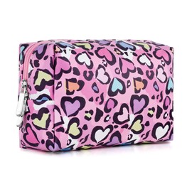 Vipdeal Kids Makeup Bag For Girls, Travel Cosmetic Bag For Teens Girls Cute Small Makeup Bag for Purse Zipper Pouch, Cheetah Leopard Pink