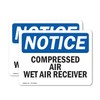 (2 Pack) Compressed Air Wet Air Receiver OSHA Notice Sign
