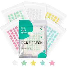 Parches Para Acné, Pimple Patch Star, 255 Parches Hidrocoloides para Espinillas, 5 Colores y 4 Tamaños (8,9,11,12mm), Absorbentes para Tratar la Erupc