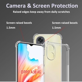 USTIYA Case for Oppo A38 4G / Oppo A18 Clear TPU Four Corners Protective Cover Transparent Soft