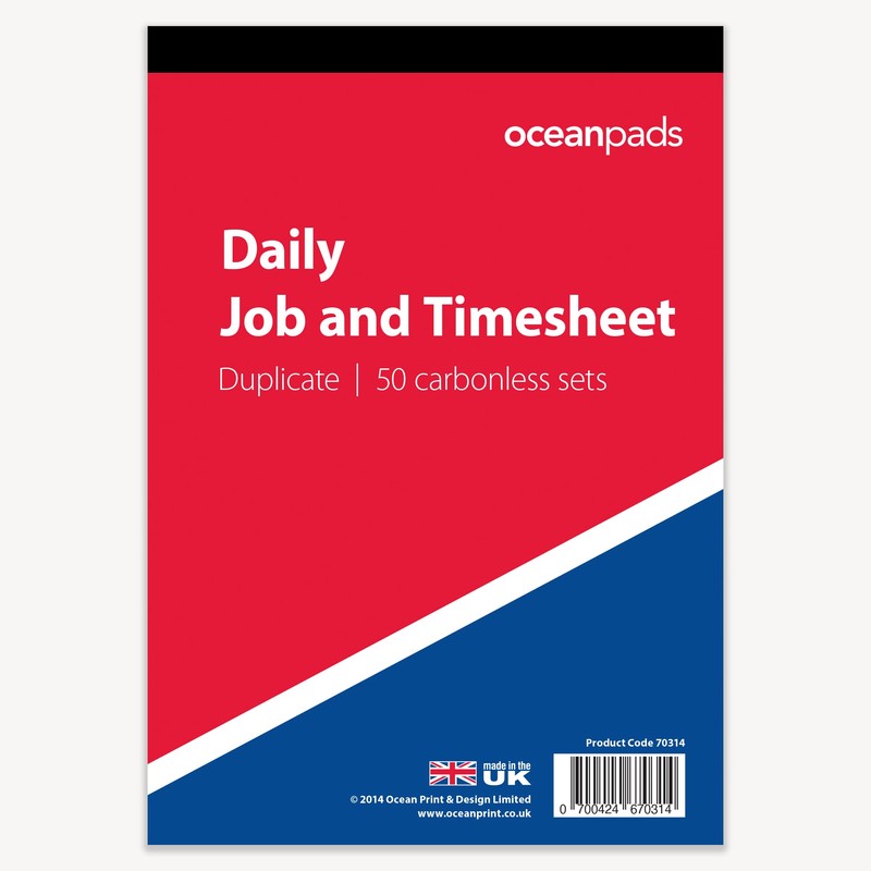 Ocean Pads Daily Job and Time Sheet Book Duplicate A5