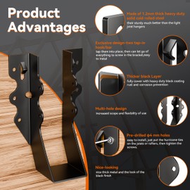 25 Pcs Black 2x6 Joist Hangers for Wood, Rafter Brackets, face Mount 2x6 Joist Hangers, Hurricane Ties 2x6 Brackets for Shed/Barn/Coop/Porch/Truss, Structurally Sound and Aesthetically Pleasing