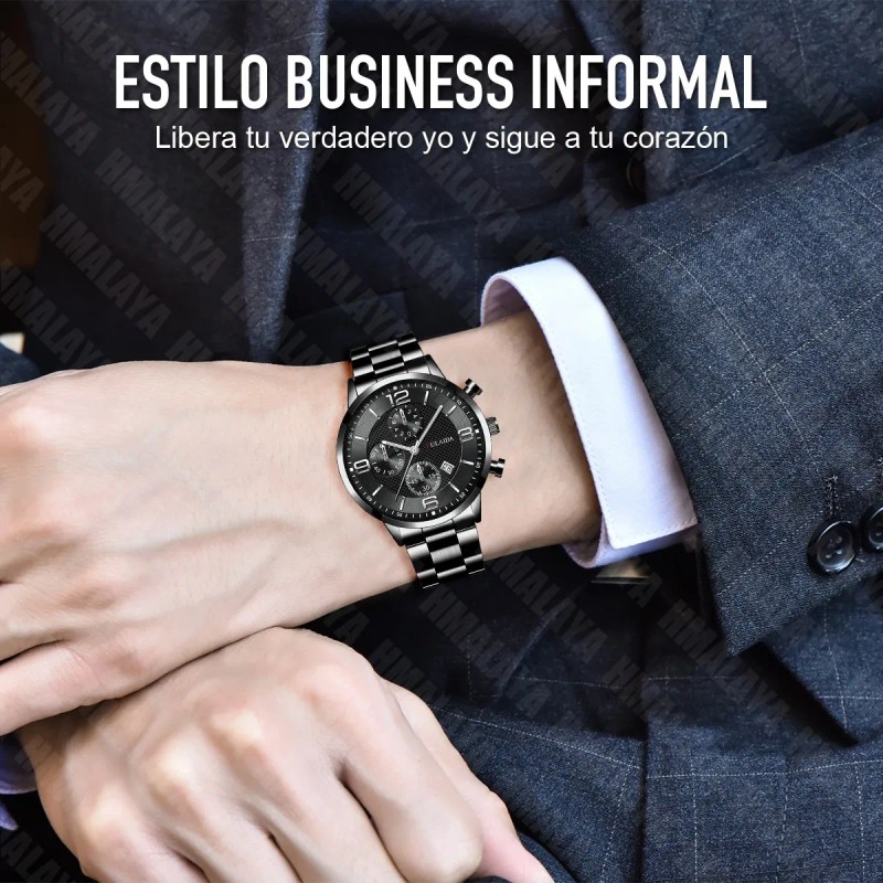 7pcs Reloj De Hombre Con Correa De Metal Con Fecha