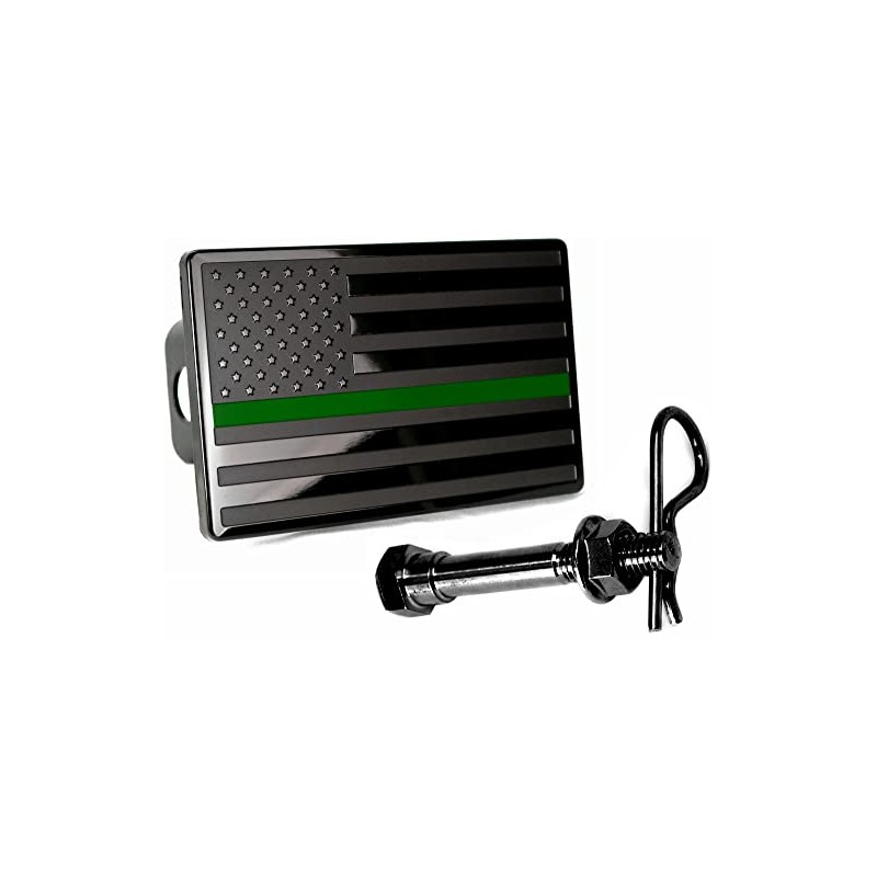 5"x3" American Black Flag Metal Hitch Cover (Fits 2" Receiver,