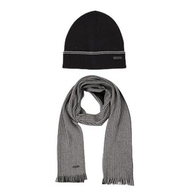 BOSS Men's Ernesto_Set Scarf, Black, Einheitsgröße