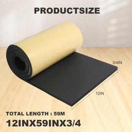 Closed Cell Insulation Neoprene Foam Sheet, 12 in x 59 in x 3/4 in Soundproof Foam Rubber Sheet with Adhesive, Multi-Function Waterproof Foam Padding