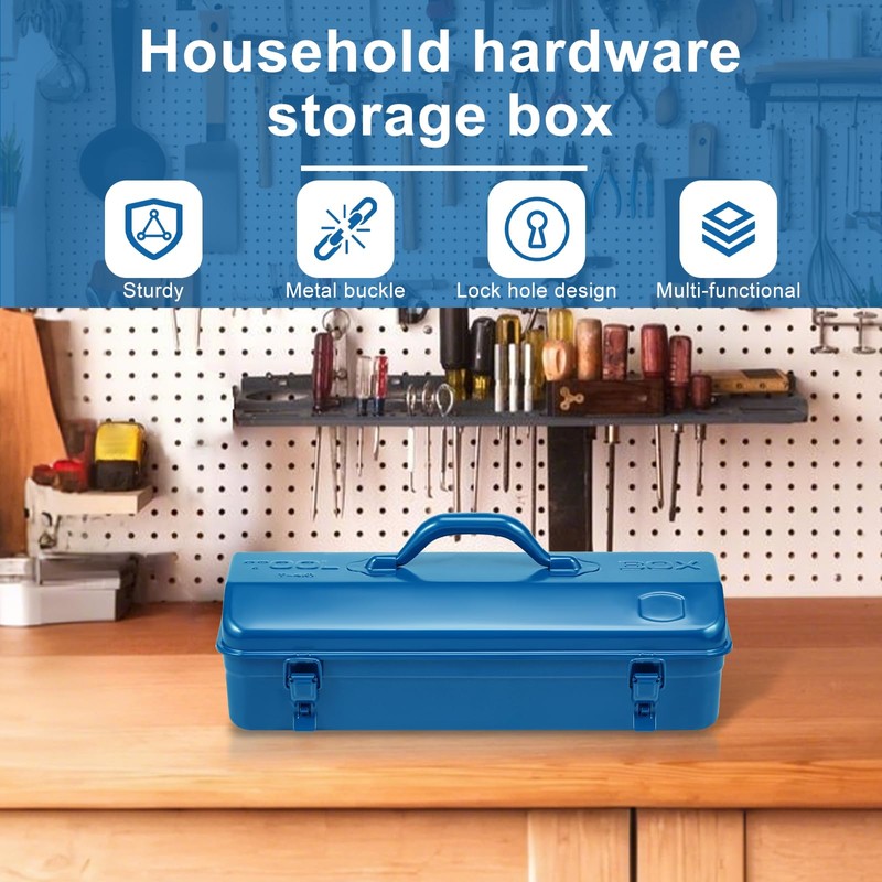 Tool Box, 16.9" Portable Metal Tool Organizer Box with Double