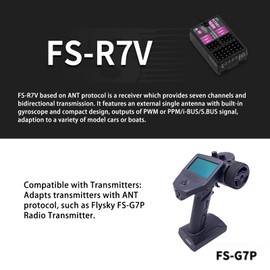 GoolRC Flysky FS-R7V Receiver, 2.4GHz 7CH Receiver ANT Protocol Single Antenna Compatible with Flysky FS-G7P Radio Transmitter for RC Car and Boat