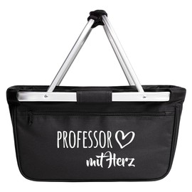 Huuraa Einkaufskorb Professor mit Herz Geschenk 20 Liter Black Professor Geschenkidee