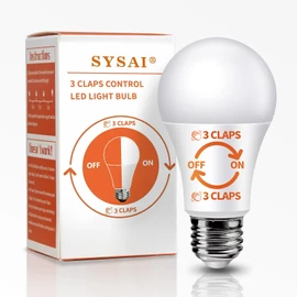 SYSAI 3 Claps Light, Sound Activated ON/Off Solution, Clap Detection, Smart Home, Upgrade Your Bedroom Lamp Bulb，Easy to Install, As Seen On TV, Soft White, 8-Watt