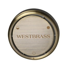 Westbrass D493CHM-06 Universal Deep Soak Round Replacement 2-Hole Bath Overflow Cover, 1-Pack, Antique Brass