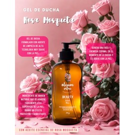 OLEUM VITAE Shower Gel. Gel de Ducha Rosa. Con Aceite Esencial de Rosa Mosqueta. Hidratación Profunda. Con Extractos de Caléndula, Aloe Vera y Manzanilla. 250gr