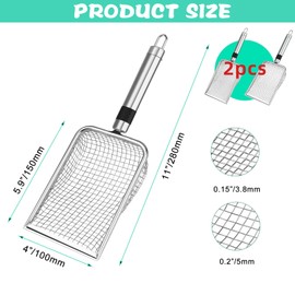 NONGKANG 2PCS Soil Sifter for Gardening, Stainless Steel Compost Sifter with Handle, Mesh Screen (5mm/0.2" & 3.8mm/0.15") for Dirt, Rocks, Compost Filtration, Sand Sifter Garden Shovel