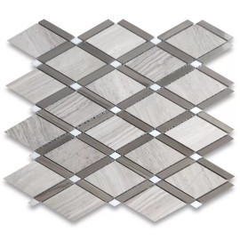 Stone Center Online W883XP Athens Silver Cream Thassos Gray Marble Diamond Lattice Mosaic Tile