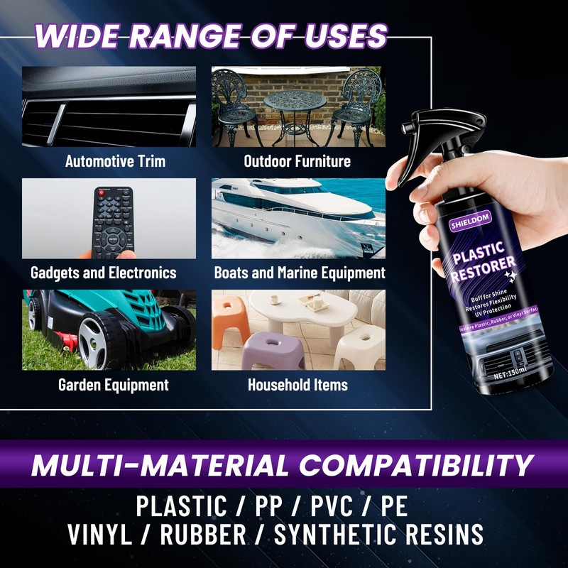 SHIELDOM Plastic Restorer for Cars Ceramic Plastic Coating Black Trim