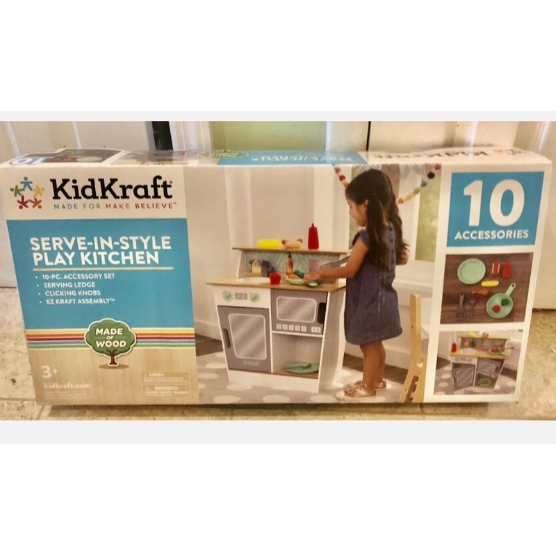 Kidkraft 🆕 KidKraft Serve-n-Style Play Kitchen Kids Toy Wood Brand