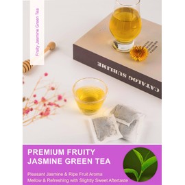 TeeLux Fruit Scented Jasmine Green Tea, Brisk Green Tea with Natural Fruity Jasmine Flavor, Pleasant Floral & Fruit Aroma, 100 Count