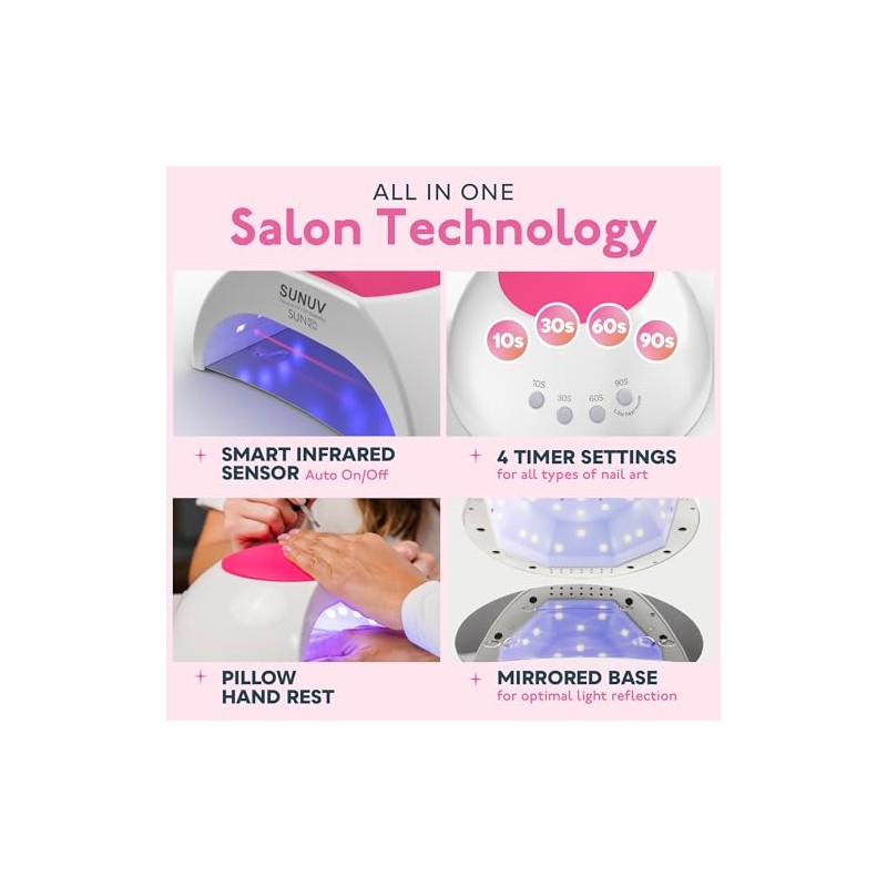 Gel UV Nail Lamp, SUNUV 48W UV LED Nail Dryer