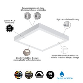 Metalux MMS Multi-Mount 1x1 LED Panel Ceiling Light w/CCT and Lumen Select, and Dimming - 11MMS-L3C5-UNV