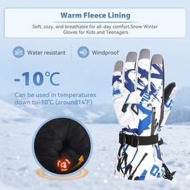 American Trends Guantes De Invierno para Niños, Impermeables, con Bolsillo con Cremallera, Guantes De Esquí para Nieve, para Niños Y Niñas, Resistentes Al Viento, Grandes
