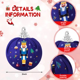 12 Adornos de Bola de Cascanueces de Navidad Adorno de Bola de Diseño de Cascanueces Adorno Colgante de Bola de Cascanueces Envuelto de Tela Kit de Bolas de Navidad Envueltas para Decoración