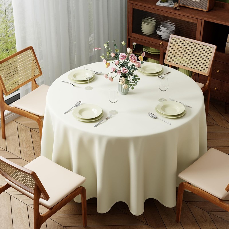 Zdada Cream Round Table Cloth, 183cm/72Inch Large Circular Table Cloths,