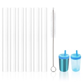 6pcs Replacement Straws for Zak Designs Kelso 15 oz, with 1 Cleaning Brush Plastic BPA-Free Kids Reusable Water Bottle Cup Replacement Straws Accessory for Zak